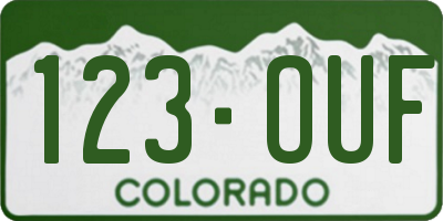 CO license plate 123OUF