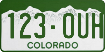 CO license plate 123OUH