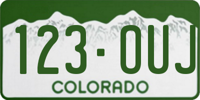 CO license plate 123OUJ