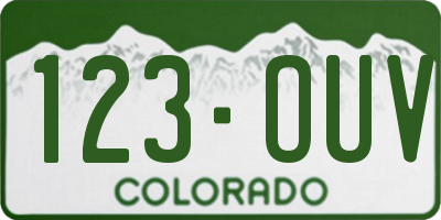 CO license plate 123OUV