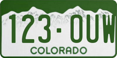 CO license plate 123OUW