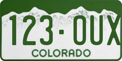 CO license plate 123OUX