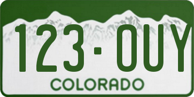 CO license plate 123OUY