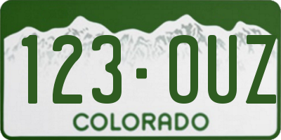 CO license plate 123OUZ