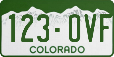 CO license plate 123OVF