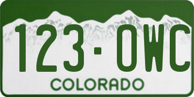 CO license plate 123OWC