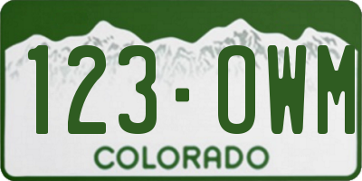 CO license plate 123OWM