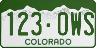 CO license plate 123OWS