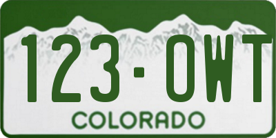 CO license plate 123OWT