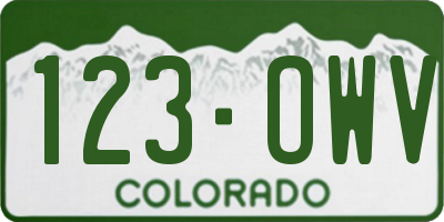CO license plate 123OWV