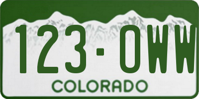 CO license plate 123OWW