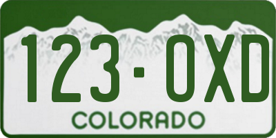 CO license plate 123OXD