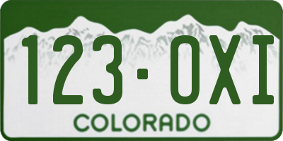 CO license plate 123OXI