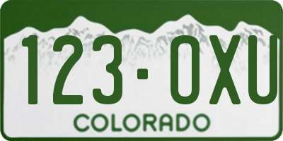 CO license plate 123OXU
