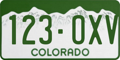 CO license plate 123OXV