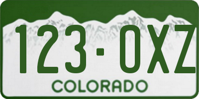 CO license plate 123OXZ