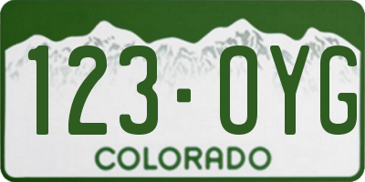 CO license plate 123OYG