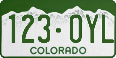 CO license plate 123OYL