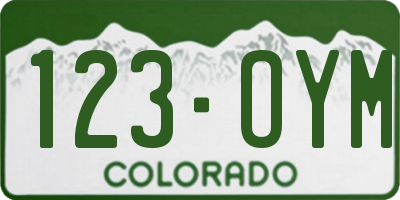 CO license plate 123OYM