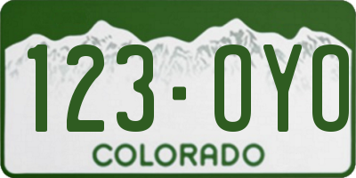 CO license plate 123OYO
