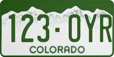 CO license plate 123OYR