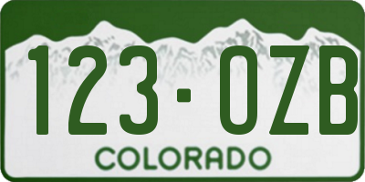 CO license plate 123OZB