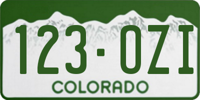 CO license plate 123OZI