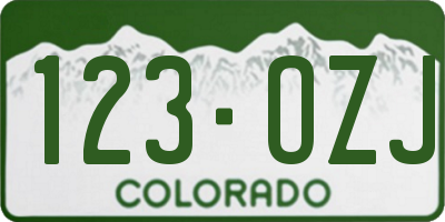CO license plate 123OZJ