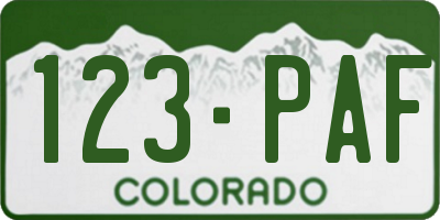 CO license plate 123PAF