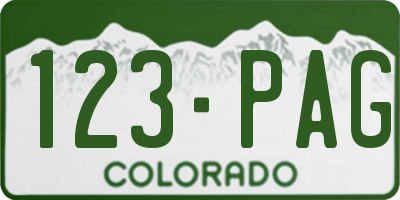 CO license plate 123PAG