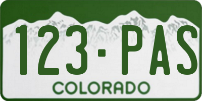 CO license plate 123PAS