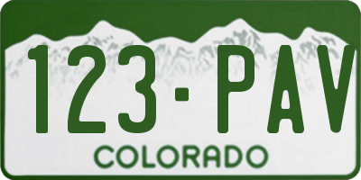 CO license plate 123PAV