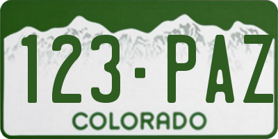 CO license plate 123PAZ