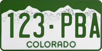 CO license plate 123PBA