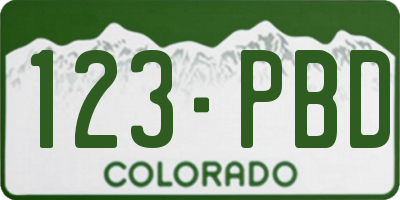 CO license plate 123PBD