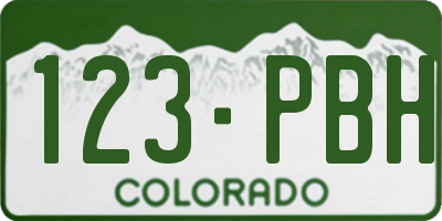 CO license plate 123PBH
