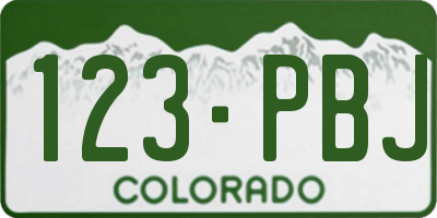 CO license plate 123PBJ