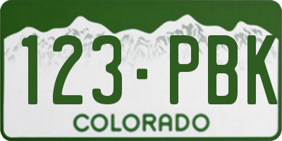 CO license plate 123PBK