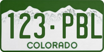 CO license plate 123PBL