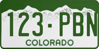 CO license plate 123PBN