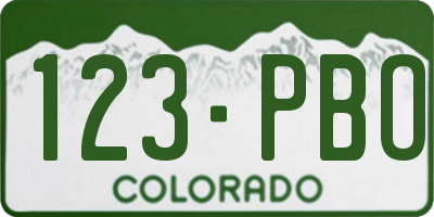 CO license plate 123PBO