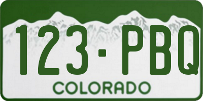 CO license plate 123PBQ