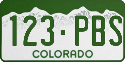 CO license plate 123PBS