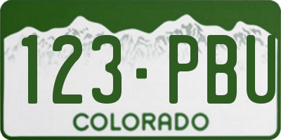 CO license plate 123PBU