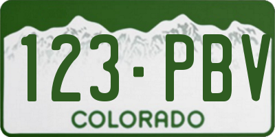 CO license plate 123PBV