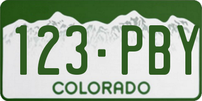 CO license plate 123PBY