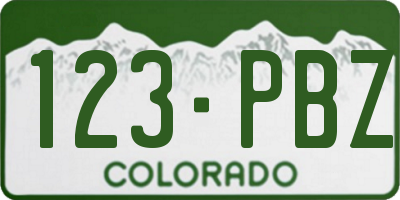 CO license plate 123PBZ
