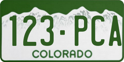 CO license plate 123PCA