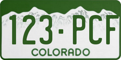 CO license plate 123PCF