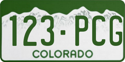 CO license plate 123PCG